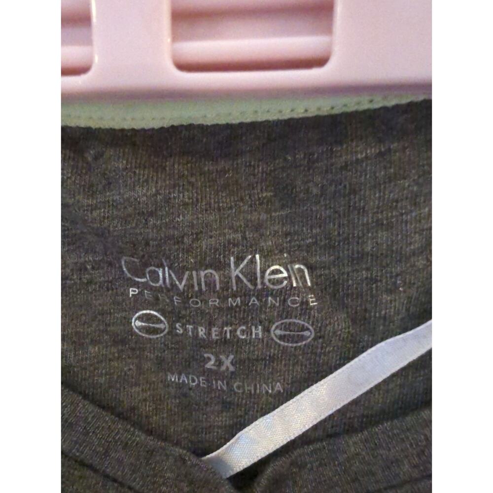 Calvin Klein Women's Plus Size Olive Logo Tee 3/4 Sleeve Oversized Top Size 2X - Picture 4 of 4